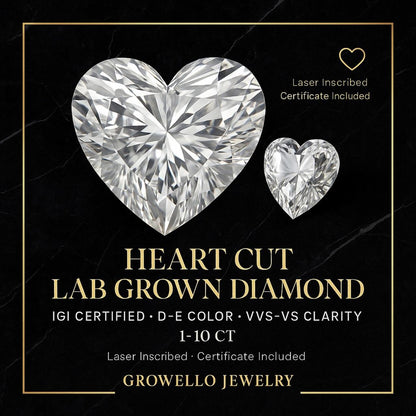 1–10 Ct Heart Cut Lab Grown Diamond | IGI Certified | VVS–VS D–E | Loose Diamond for Engagement Ring Center Stone Bridal Anniversary Gifts.