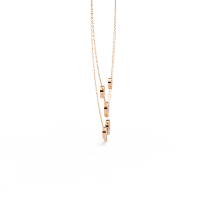 Layered Circle Station Necklace | Double-Strand Pavé Disc Dots & Interlocking Rings | Lab-Grown Diamond/Moissanite | Solid Gold or Platinum