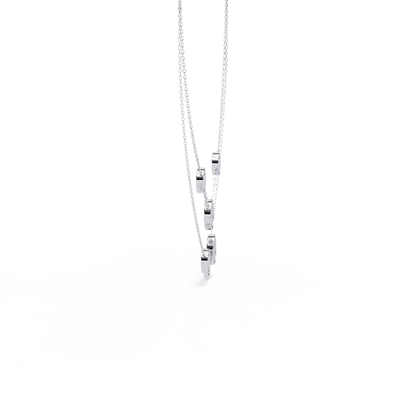 Layered Circle Station Necklace | Double-Strand Pavé Disc Dots & Interlocking Rings | Lab-Grown Diamond/Moissanite | Solid Gold or Platinum