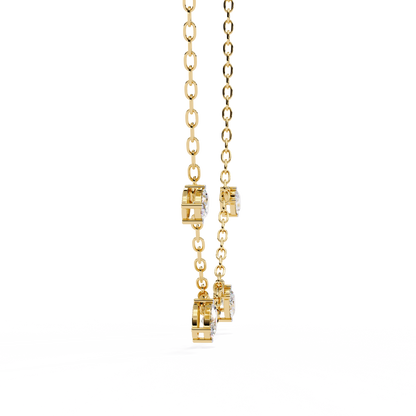 Oval Drop Charm Necklace | Floating Oval Stations on Fine Chain | Lab-Grown Diamond/Moissanite | Solid Gold or Platinum | Minimal Everyday Luxe