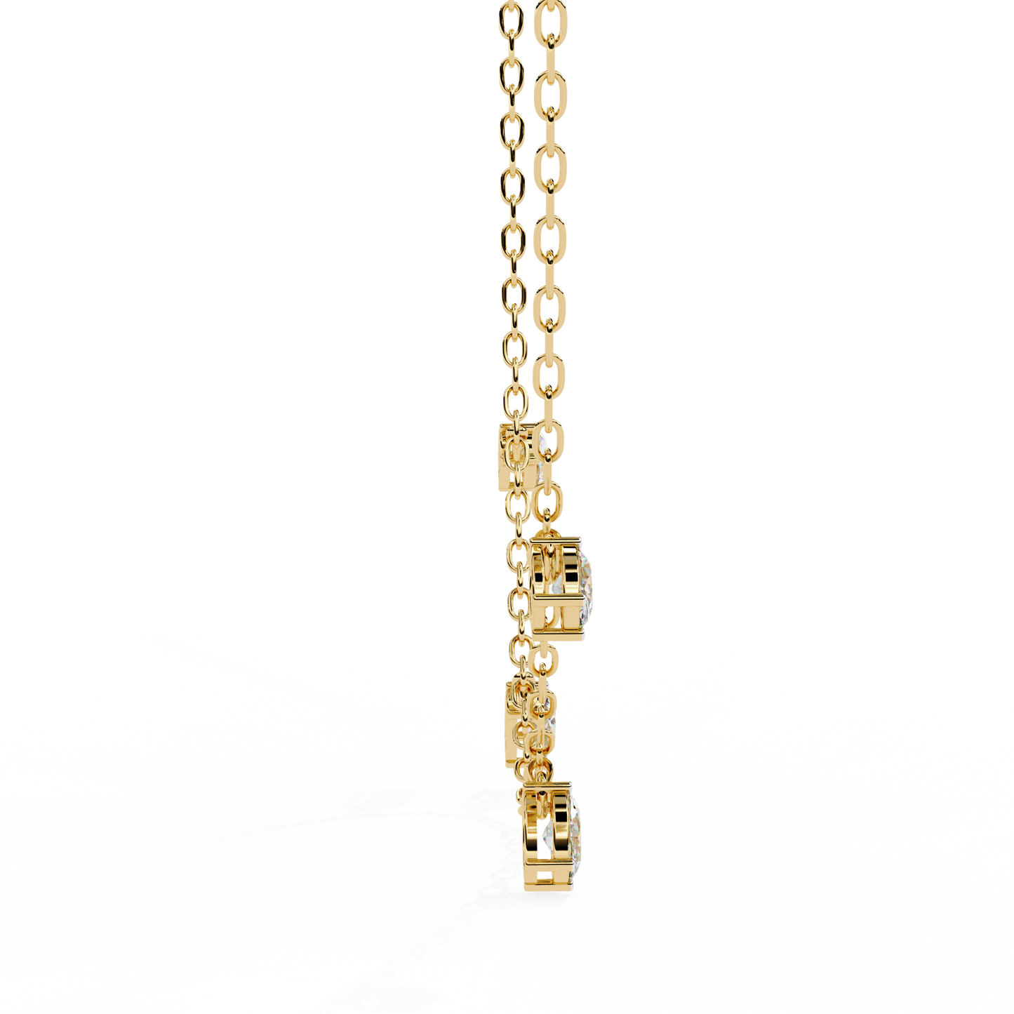 Oval Drop Charm Necklace | Floating Oval Stations on Fine Chain | Lab-Grown Diamond/Moissanite | Solid Gold or Platinum | Minimal Everyday Luxe