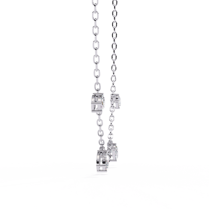 Oval Drop Charm Necklace | Floating Oval Stations on Fine Chain | Lab-Grown Diamond/Moissanite | Solid Gold or Platinum | Minimal Everyday Luxe