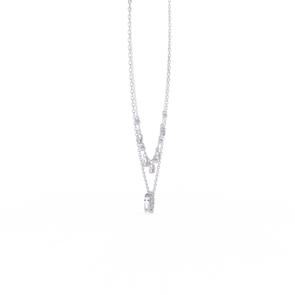 Sun & Moon Double-Layer Necklace | Interlocking Rings Pendant with Kite & Bezel Drop Stations | Lab-Grown Diamond/Moissanite | Solid Gold/Platinum