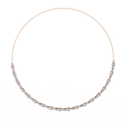 Diamond Riviera Half-Tennis Necklace | Floating Prong-Set Bar on Fine Chain | Lab-Grown/Moissanite | Solid Gold or Platinum | Minimal Luxe