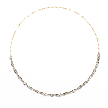 Diamond Riviera Half-Tennis Necklace | Floating Prong-Set Bar on Fine Chain | Lab-Grown/Moissanite | Solid Gold or Platinum | Minimal Luxe