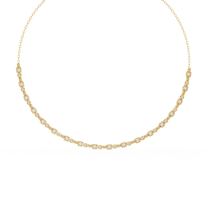Diamond Riviera Half-Tennis Necklace | Floating Prong-Set Bar on Fine Chain | Lab-Grown/Moissanite | Solid Gold or Platinum | Minimal Luxe