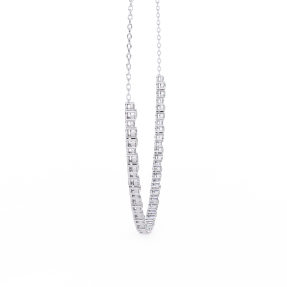 Diamond Riviera Half-Tennis Necklace | Floating Prong-Set Bar on Fine Chain | Lab-Grown/Moissanite | Solid Gold or Platinum | Minimal Luxe
