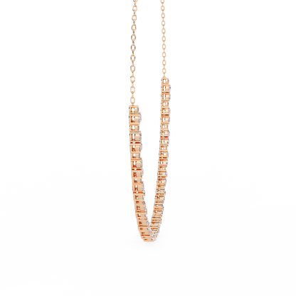 Diamond Riviera Half-Tennis Necklace | Floating Prong-Set Bar on Fine Chain | Lab-Grown/Moissanite | Solid Gold or Platinum | Minimal Luxe