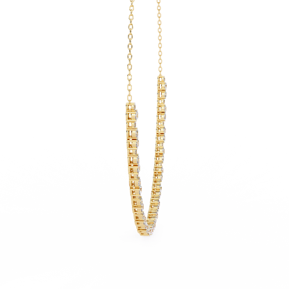 Diamond Riviera Half-Tennis Necklace | Floating Prong-Set Bar on Fine Chain | Lab-Grown/Moissanite | Solid Gold or Platinum | Minimal Luxe