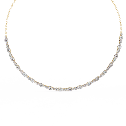 Diamond Riviera Half-Tennis Necklace | Floating Prong-Set Bar on Fine Chain | Lab-Grown/Moissanite | Solid Gold or Platinum | Minimal Luxe