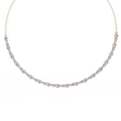 Diamond Riviera Half-Tennis Necklace | Floating Prong-Set Bar on Fine Chain | Lab-Grown/Moissanite | Solid Gold or Platinum | Minimal Luxe