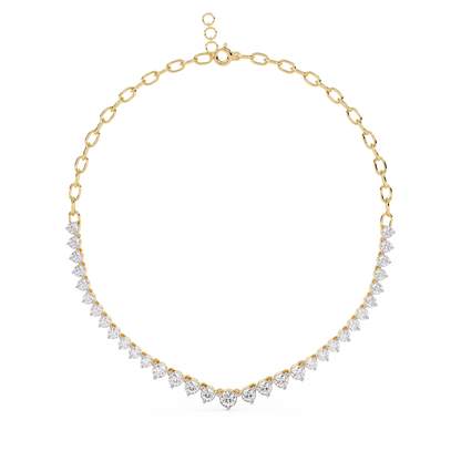 Graduated Heart Riviera Necklace – Diamond Heart Tennis Choker, Floating Round Stones, Lab-Grown or Moissanite, Everyday Minimal Luxe