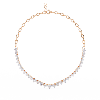 Graduated Heart Riviera Necklace – Diamond Heart Tennis Choker, Floating Round Stones, Lab-Grown or Moissanite, Everyday Minimal Luxe
