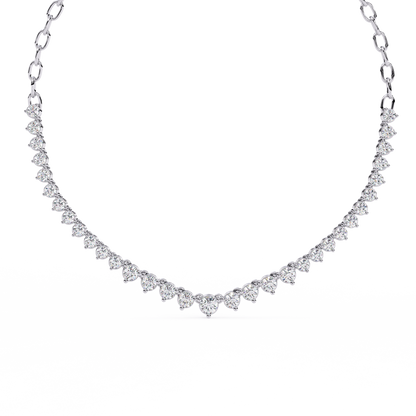 Graduated Heart Riviera Necklace – Diamond Heart Tennis Choker, Floating Round Stones, Lab-Grown or Moissanite, Everyday Minimal Luxe