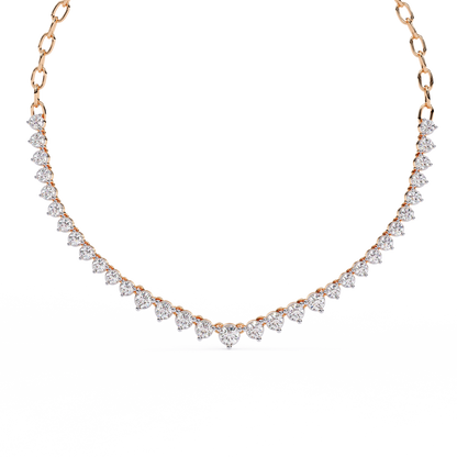 Graduated Heart Riviera Necklace – Diamond Heart Tennis Choker, Floating Round Stones, Lab-Grown or Moissanite, Everyday Minimal Luxe