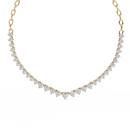 Graduated Heart Riviera Necklace – Diamond Heart Tennis Choker, Floating Round Stones, Lab-Grown or Moissanite, Everyday Minimal Luxe