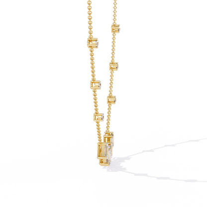 Emerald-Cut Baguette Station Necklace – Five-Stone V Cluster with Sparkle Stations, Adjustable Layering Chain, Minimal Everyday Luxury Gift