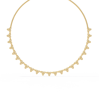 Graduated Teardrop Diamond Fringe Tennis Necklace – Dainty Round Cluster Choker, Minimalist Layering Bridal Jewelry, Anniversary Gift