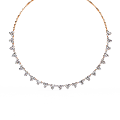 Graduated Teardrop Diamond Fringe Tennis Necklace – Dainty Round Cluster Choker, Minimalist Layering Bridal Jewelry, Anniversary Gift