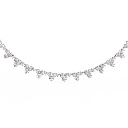 Graduated Teardrop Diamond Fringe Tennis Necklace – Dainty Round Cluster Choker, Minimalist Layering Bridal Jewelry, Anniversary Gift