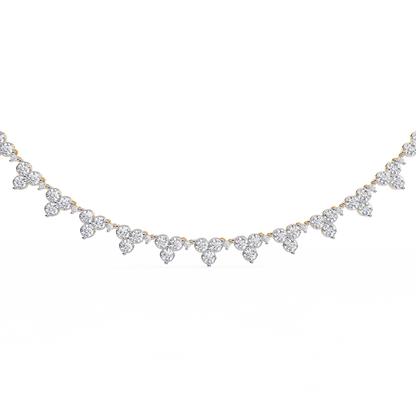 Graduated Teardrop Diamond Fringe Tennis Necklace – Dainty Round Cluster Choker, Minimalist Layering Bridal Jewelry, Anniversary Gift