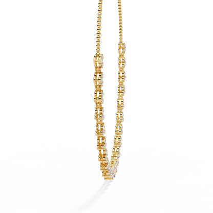 Graduated Teardrop Diamond Fringe Tennis Necklace – Dainty Round Cluster Choker, Minimalist Layering Bridal Jewelry, Anniversary Gift