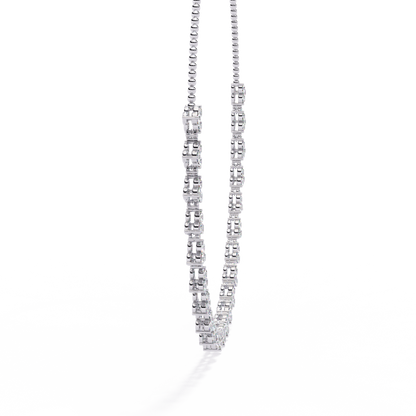 Graduated Teardrop Diamond Fringe Tennis Necklace – Dainty Round Cluster Choker, Minimalist Layering Bridal Jewelry, Anniversary Gift