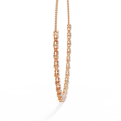 Graduated Teardrop Diamond Fringe Tennis Necklace – Dainty Round Cluster Choker, Minimalist Layering Bridal Jewelry, Anniversary Gift