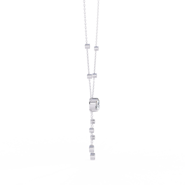 Dainty Y Lariat Necklace with Round SolitaireDangling Bezel Drops — Station Diamond Chain, Minimalist Layering, Gift for Her — Sparkle
