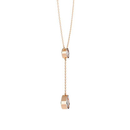 Dainty Diamond Lariat Necklace – Bezel-Set Round & Pear Drop on Station Chain, Minimal Y-Neck Pendant for Everyday & Bridal Gift