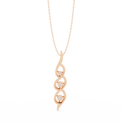 Infinity Swirl Three-Stone Diamond Pendant Necklace | Round Brilliant Trio Past-Present-Future | Lab-Grown or Moissanite | Everyday Gift