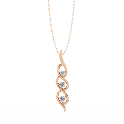 Infinity Swirl Three-Stone Diamond Pendant Necklace | Round Brilliant Trio Past-Present-Future | Lab-Grown or Moissanite | Everyday Gift