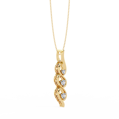 Infinity Swirl Three-Stone Diamond Pendant Necklace | Round Brilliant Trio Past-Present-Future | Lab-Grown or Moissanite | Everyday Gift