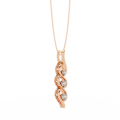 Infinity Swirl Three-Stone Diamond Pendant Necklace | Round Brilliant Trio Past-Present-Future | Lab-Grown or Moissanite | Everyday Gift