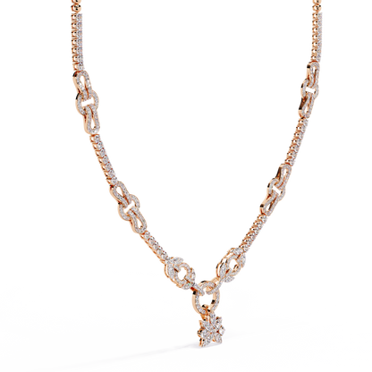 Starburst Drop Tennis Link Necklace – Lab-Grown Diamond or Moissanite, Pavé Oval Stations, Statement Bridal Jewelry, Everyday Glam Gift