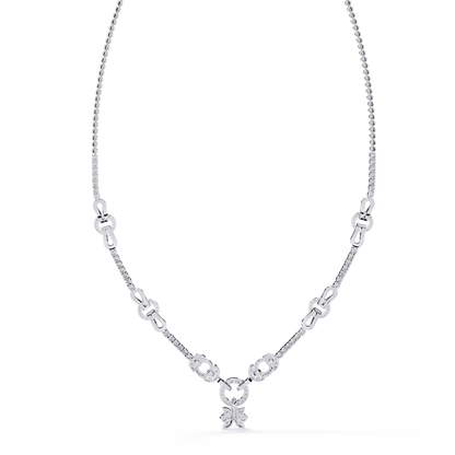 Starburst Drop Tennis Link Necklace – Lab-Grown Diamond or Moissanite, Pavé Oval Stations, Statement Bridal Jewelry, Everyday Glam Gift