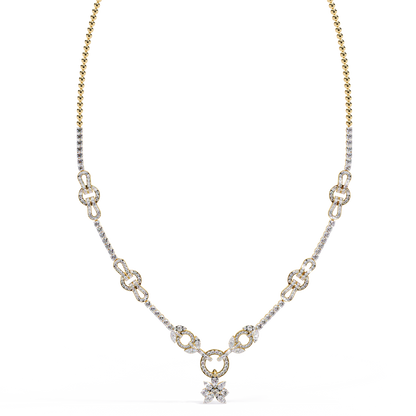 Starburst Drop Tennis Link Necklace – Lab-Grown Diamond or Moissanite, Pavé Oval Stations, Statement Bridal Jewelry, Everyday Glam Gift