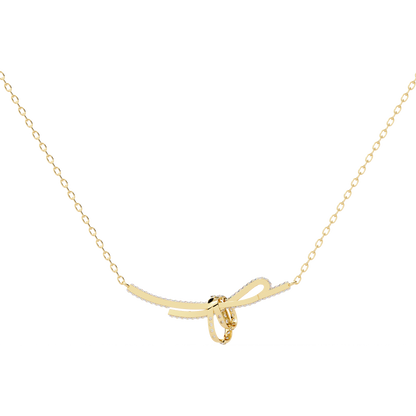 Bow Knot Diamond Necklace – Pave Ribbon Pendant, Dainty Sparkle, Adjustable Chain, Bridesmaid/Anniversary Gift, Everyday Elegant Jewelry