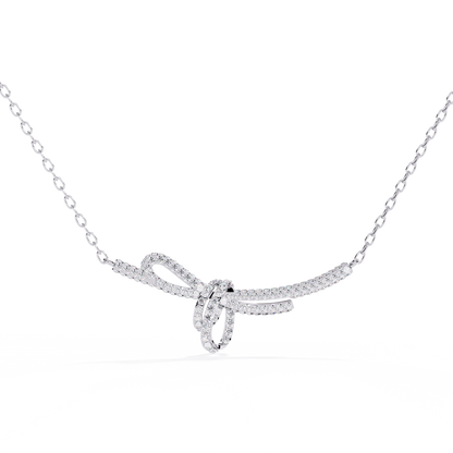 Bow Knot Diamond Necklace – Pave Ribbon Pendant, Dainty Sparkle, Adjustable Chain, Bridesmaid/Anniversary Gift, Everyday Elegant Jewelry