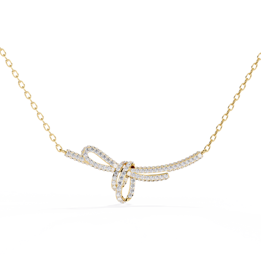 Bow Knot Diamond Necklace – Pave Ribbon Pendant, Dainty Sparkle, Adjustable Chain, Bridesmaid/Anniversary Gift, Everyday Elegant Jewelry