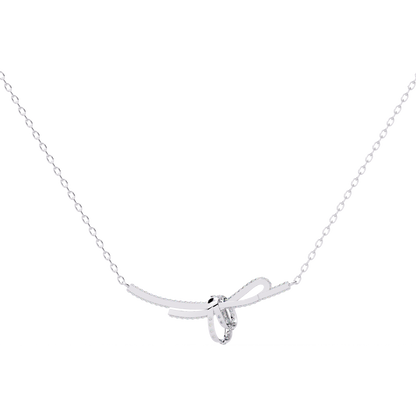 Bow Knot Diamond Necklace – Pave Ribbon Pendant, Dainty Sparkle, Adjustable Chain, Bridesmaid/Anniversary Gift, Everyday Elegant Jewelry