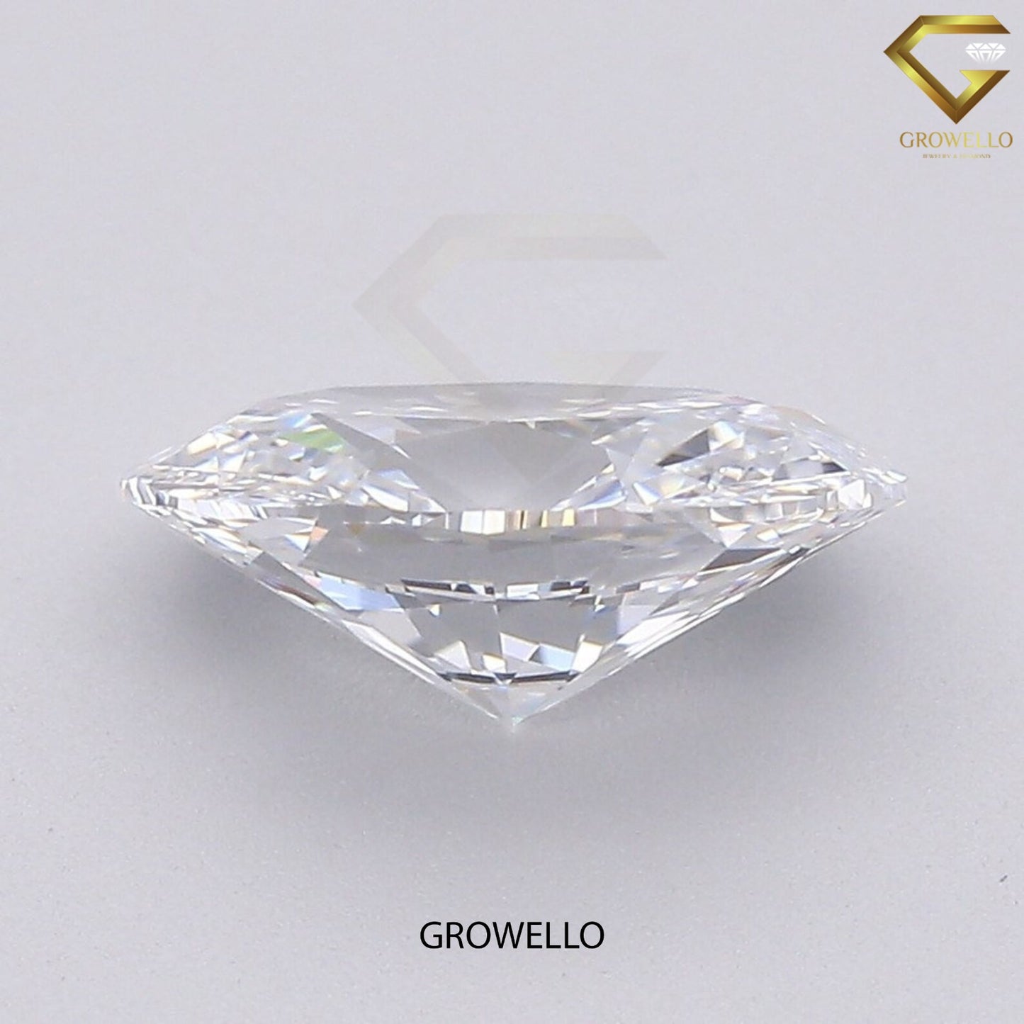 Clear diamond on a light gray background with 'Growello' branding.