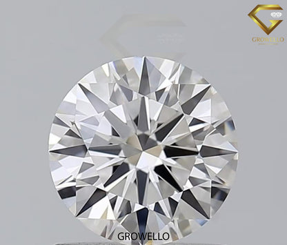 Round diamond with 'Growello' branding on a gray background