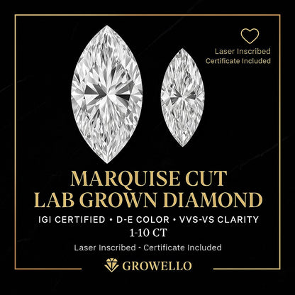 1–10 Ct Marquise Cut Lab Grown Diamond | IGI Certified | VVS–VS D–E | Loose Diamond for Engagement Ring Center Stone Bridal Anniversary Gift