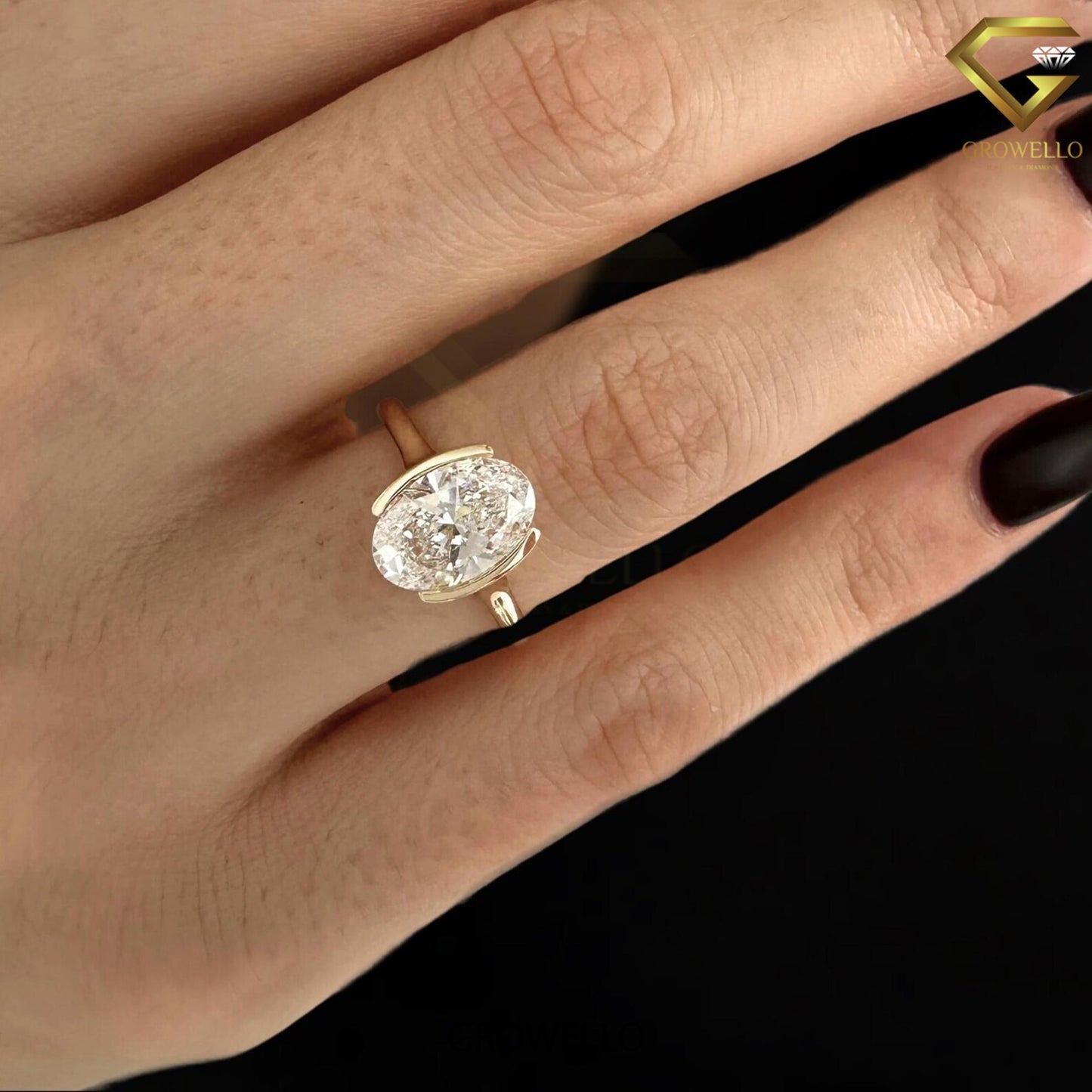 3.0 CT Oval Solitaire — East-West Bezel Ring | Solid Gold | Lab-Grown or Moissanite Diamond