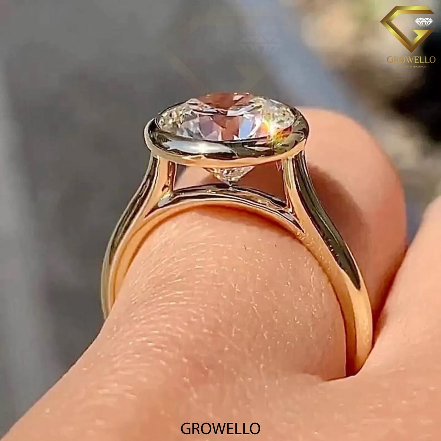4 CT Round Bezel Solitaire Ring • Solid Gold • Cathedral • Lab-Grown Diamond or Moissanite