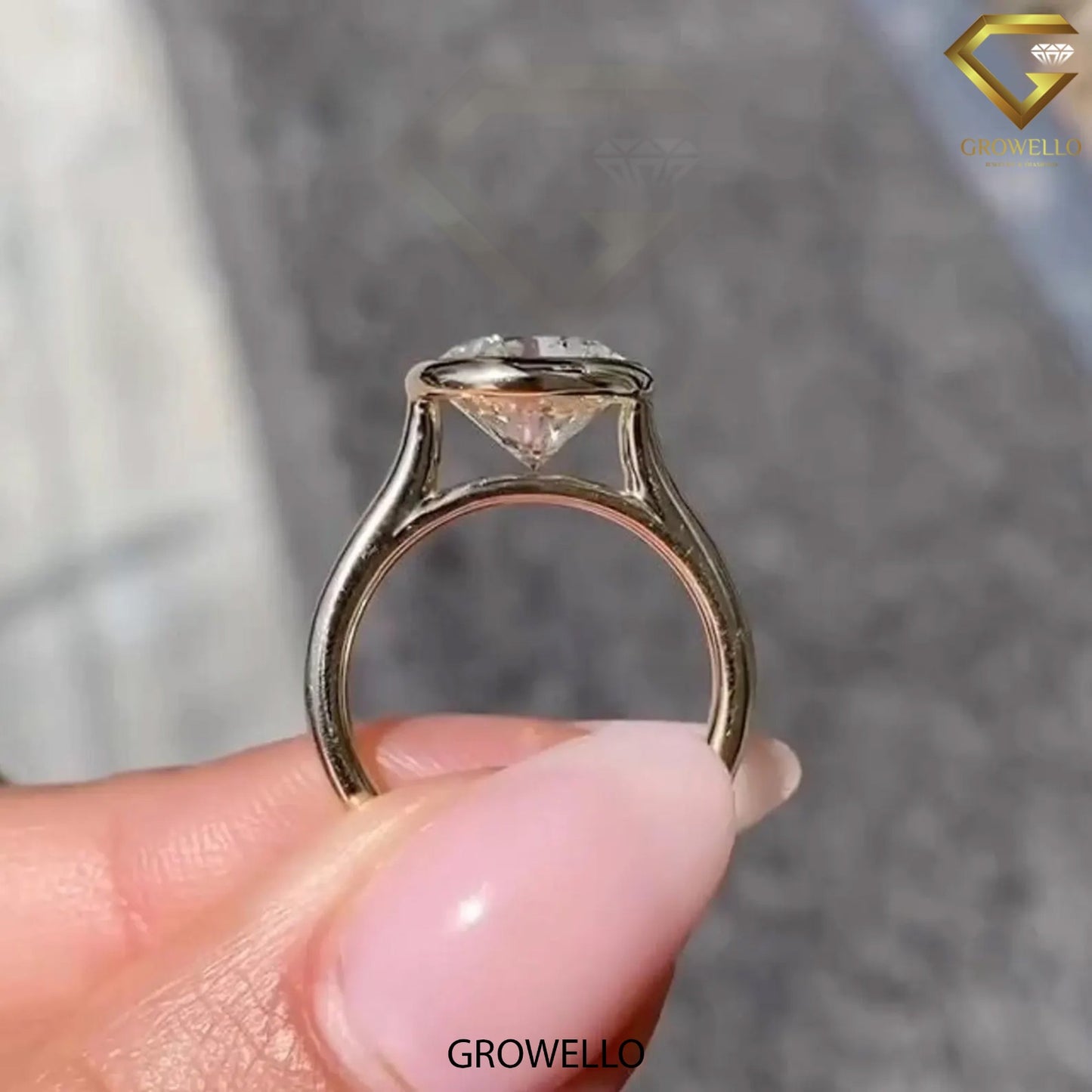 4 CT Round Bezel Solitaire Ring • Solid Gold • Cathedral • Lab-Grown Diamond or Moissanite