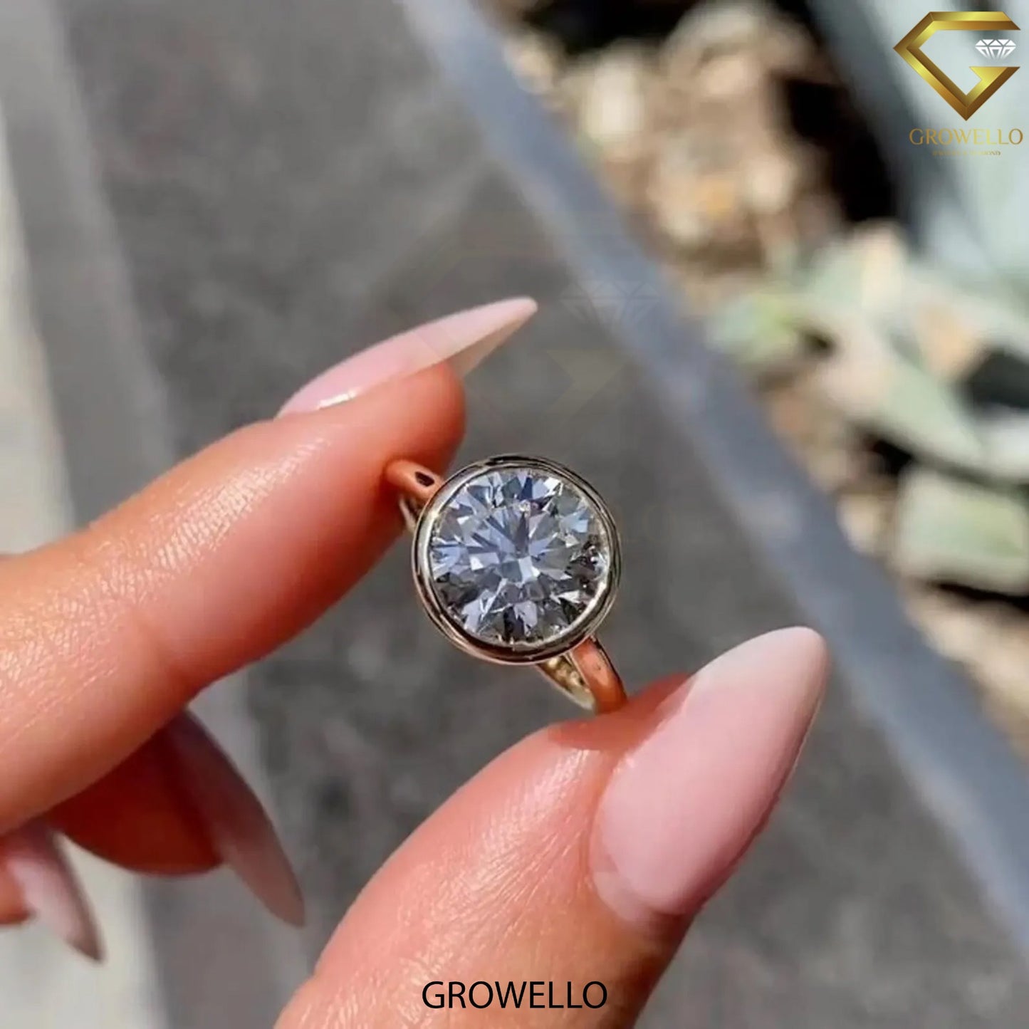 4 CT Round Bezel Solitaire Ring • Solid Gold • Cathedral • Lab-Grown Diamond or Moissanite