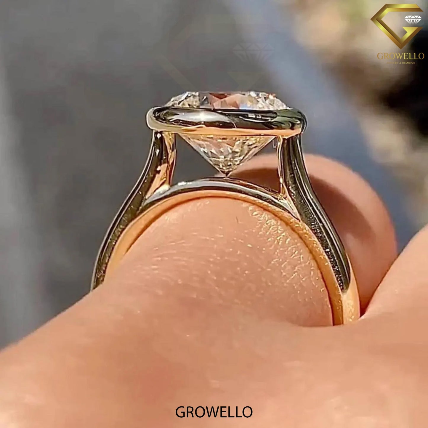 4 CT Round Bezel Solitaire Ring • Solid Gold • Cathedral • Lab-Grown Diamond or Moissanite