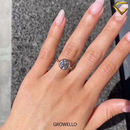 4 CT Round Bezel Solitaire Ring • Solid Gold • Cathedral • Lab-Grown Diamond or Moissanite